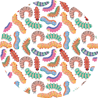 Seamless Pattern Cartoon Bright Caterpillars Sticker