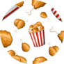 Seamless Pattern Fried Chicken In Strip Bucket Sticker