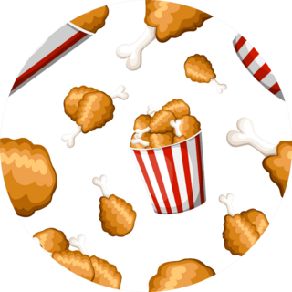 Seamless Pattern Fried Chicken In Strip Bucket Sticker