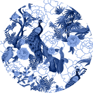Seamless Pattern In Chinoiserie Style With Peacock Sticker
