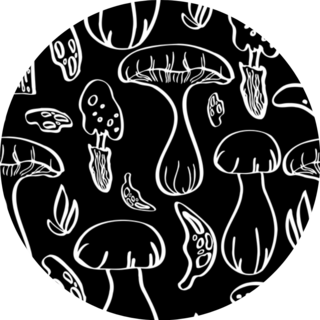 Seamless Pattern Mushrooms On Black Sticker