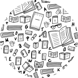 Seamless Pattern Of Book Set In Doodle Style Sticker