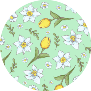 Seamless Pattern Of Daffodils Tulips Sticker