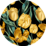 Seamless Pattern Of Yellow Tulips On A Black Background Sticker
