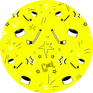 Seamless Pattern On A Yellow Background Hockey Stick