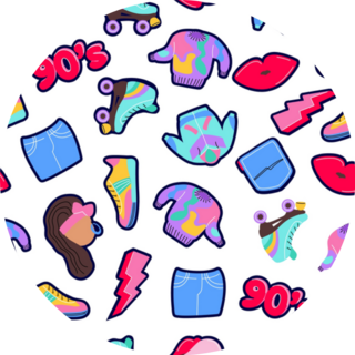 Seamless Pattern With 90s Theme Clothes Sticker