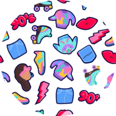 Seamless Pattern With 90s Theme Clothes Sticker