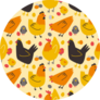 Seamless Pattern With Colored Hens, Chickens Sticker