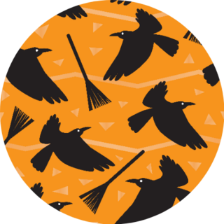 Seamless Pattern With Crows And Witches Broom Sticker