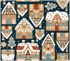 Seamless Pattern With Cute Gingerbread Houses And Cookies Sticker