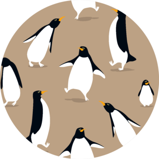 Seamless Pattern With Cute Penguins On Brown Background Sticker