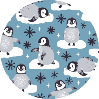 Seamless Pattern With Cute Penguins On Snow Sticker