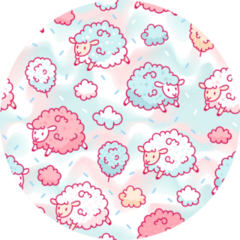 Seamless Pattern With Cute Sheep And Cotton Candy Sticker