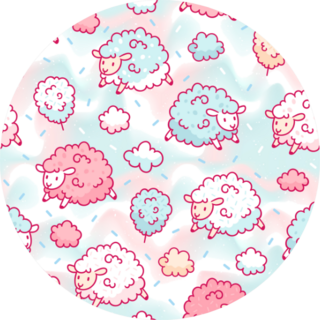 Seamless Pattern With Cute Sheep And Cotton Candy Sticker