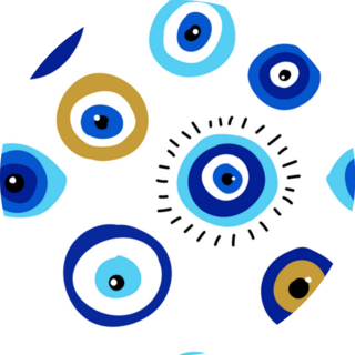 Seamless Pattern With Evil Eyes Greek Sticker