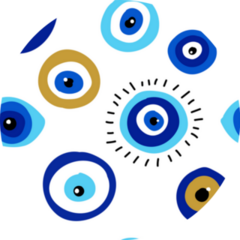 Seamless Pattern With Evil Eyes Greek Sticker