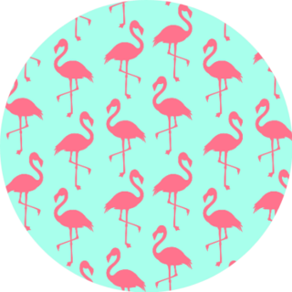 Seamless Pattern With Flamingos On Bright Blue Sticker