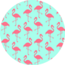 Seamless Pattern With Flamingos On Bright Blue Sticker
