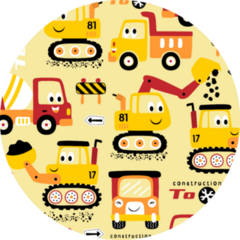 Seamless Pattern With Funny Construction Tractors Sticker