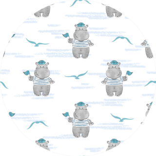 Seamless Pattern With Hippo Sailor Sticker