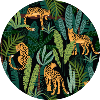 Seamless Pattern With Leopards And Tropical Leaves Sticker