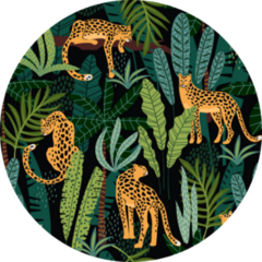 Seamless Pattern With Leopards And Tropical Leaves Sticker