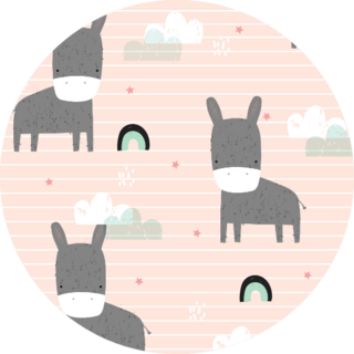 Seamless Pattern With Little Donkey and Rainbows Sticker