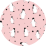 Seamless Pattern With Penguins And Stars On Pink Sticker