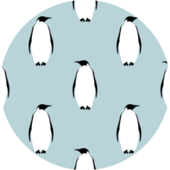 Seamless Pattern With Penguins On Blue Sticker