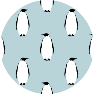 Seamless Pattern With Penguins On Blue Sticker