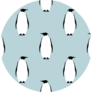 Seamless Pattern With Penguins On Blue Sticker