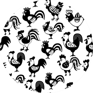 Seamless Pattern With Roosters & Chickens Sticker