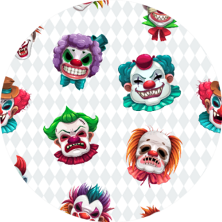 Seamless Pattern With Scary Clown Faces Sticker