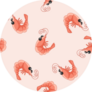 Seamless Pattern With Shrimp On Pink Sticker