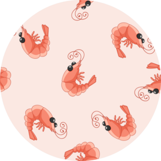 Seamless Pattern With Shrimp On Pink Sticker