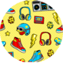 Seamless Pattern With Skateboard Sticker