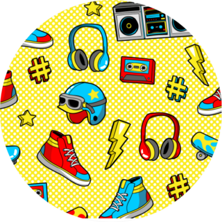 Seamless Pattern With Skateboard Sticker