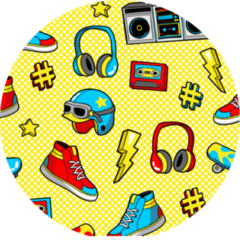 Seamless Pattern With Skateboard Sticker