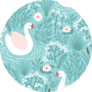 Seamless Pattern With Swan And Floral Elements On Blue Sticker