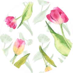 Seamless Pattern With Watercolor Pink Tulips Sticker