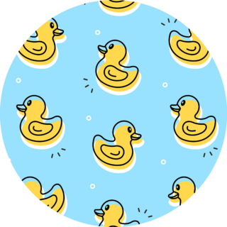 Seamless Pattern With Yellow Duck Cartoon Style Sticker