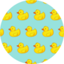 Seamless Pattern With Yellow Ducks On Light Blue Sticker