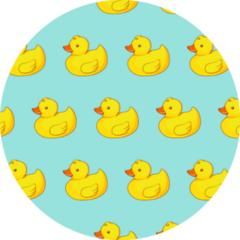 Seamless Pattern With Yellow Ducks On Light Blue Sticker
