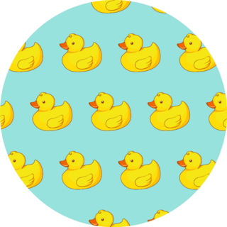 Seamless Pattern With Yellow Ducks On Light Blue Sticker