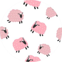 Seamless Repeating Pattern With Cute  Pink Lambs Sticker