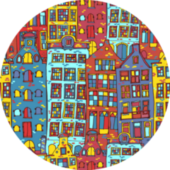 Seamless Sketch Of Amsterdam Holland Rows Of Old Houses Sticker