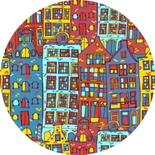 Seamless Sketch Of Amsterdam Holland Rows Of Old Houses Sticker