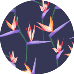 Seamless Tropical Bird Of Paradise Plant Pattern Purple Sticker