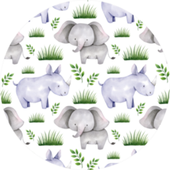 Seamless Watercolor Rhino Pattern Sticker