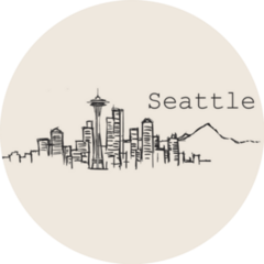 Seattle Skyline Hand-drawn Illustration Sticker